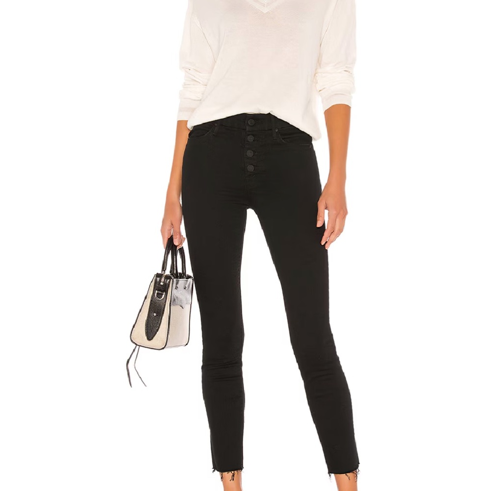 MOTHER denim The Looker High Waist Ankle Fray Black Jeans Size 30